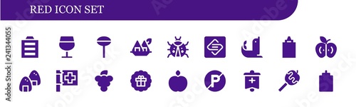 Vector icons pack of 18 filled red icons