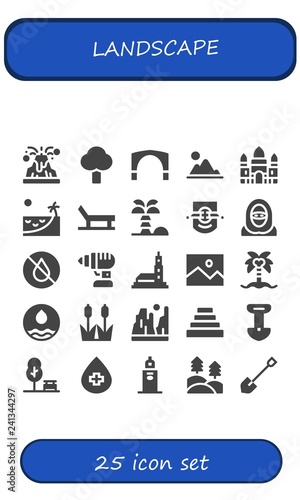 Vector icons pack of 25 filled landscape icons