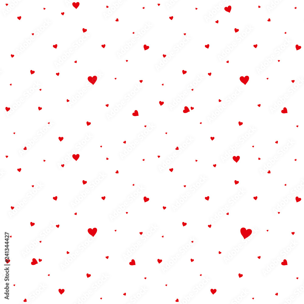 Background consisting of many small red hearts creating a chaotic pattern. Vector template for romantic design.
