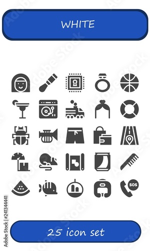 Vector icons pack of 25 filled white icons