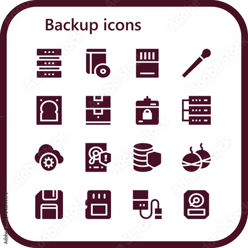 Vector icons pack of 16 filled backup icons