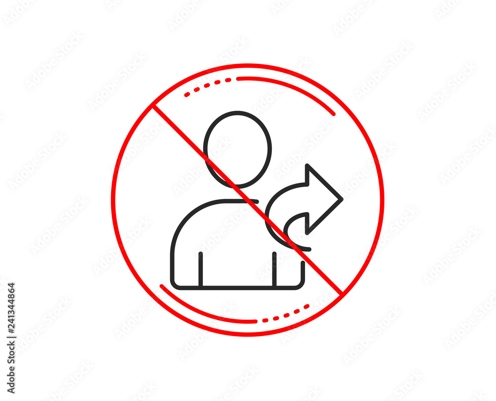 No or stop sign. Refer a friend line icon. Share sign. Caution prohibited ban stop symbol. No  icon design.  Vector