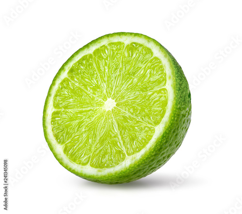 slice lime isolated on white background