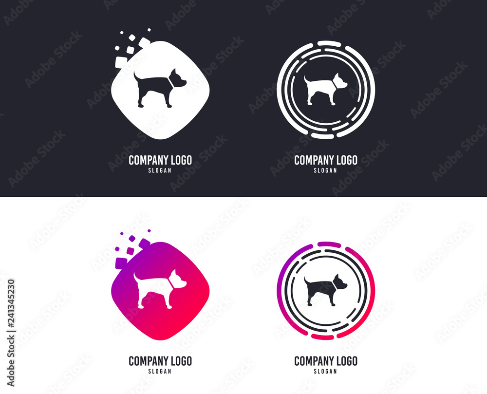 Logotype concept. Dog sign icon. Pets symbol. Logo design. Colorful buttons with icons. Vector