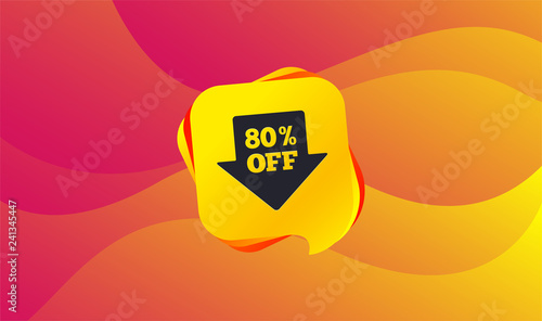 80% sale arrow tag sign icon. Discount symbol. Special offer label. Wave background. Abstract shopping banner. Template for design. Vector