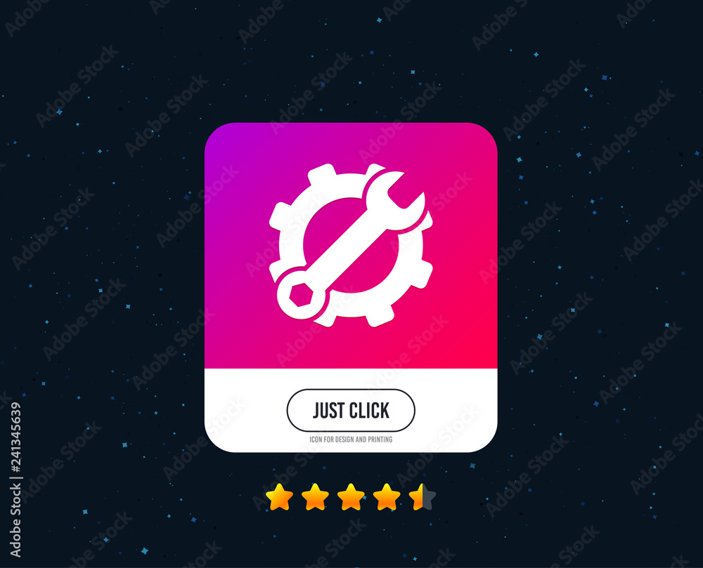 Service icon. Wrench key with cogwheel gear sign. Web or internet icon design. Rating stars. Just click button. Vector Service icon. Wrench key with cogwheel gear sign. Web or internet icon design. Rating stars. Just click button. Vector