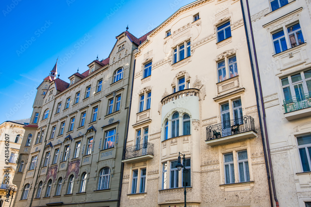 Antique beatutiful buildings at the Old Town in Prague