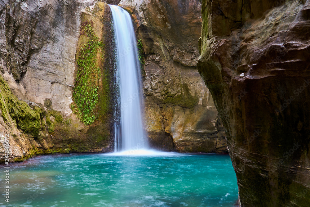 Obraz premium Waterfall in Sapadere Canyon, Taurus Mountains, Antalya, Turkey.