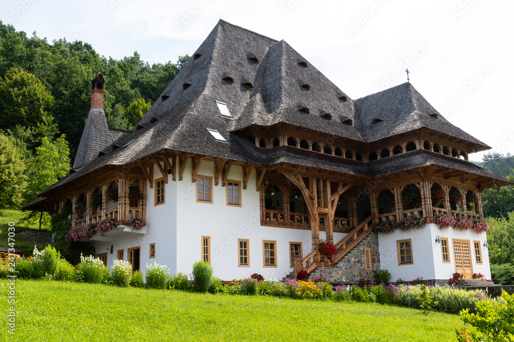Barsana Monastery Architectural Detail - Traditional Building (Maramures, Romania).