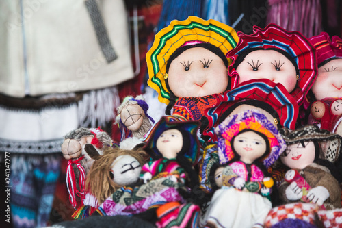 Dolls for sale at market in Peru