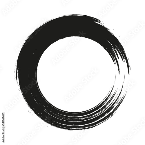 vector brush strokes circles of paint on white background. Ink hand drawn paint brush circle. Logo, label design element vector illustration. Black abstract grunge circle. Frame.