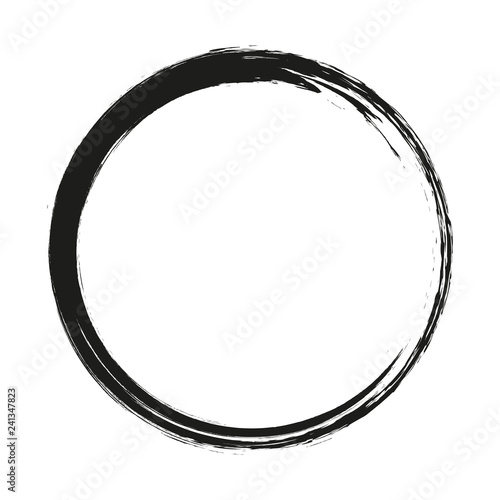 vector brush strokes circles of paint on white background. Ink hand drawn paint brush circle. Logo, label design element vector illustration. Black abstract grunge circle. Frame.