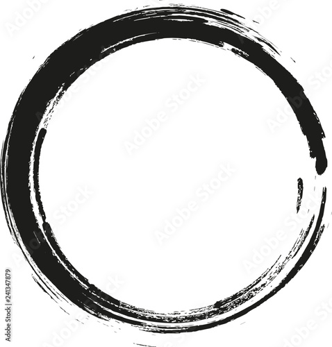 vector brush strokes circles of paint on white background. Ink hand drawn paint brush circle. Logo, label design element vector illustration. Black abstract grunge circle. Frame.