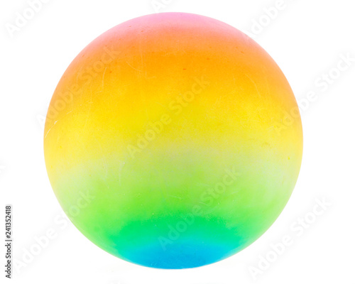 Isolated rainbow bouncy ball on white