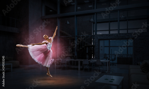 Fototapeta Naklejka Na Ścianę i Meble -  Dreaming to become ballerina. Mixed media