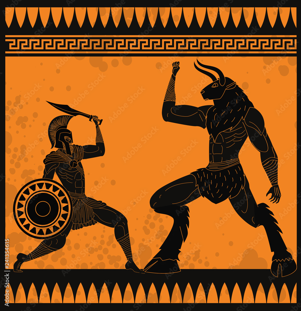 Naklejka Tezeusz walczący z minotaurem