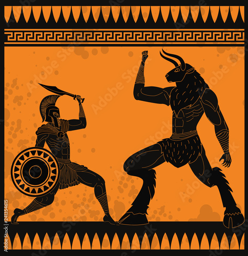 Theseus fighting the minotaur