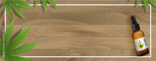 Marijuana plant and cannabis on wood floor vector.