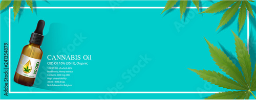 Marijuana plant and cannabis oil bottles vector.