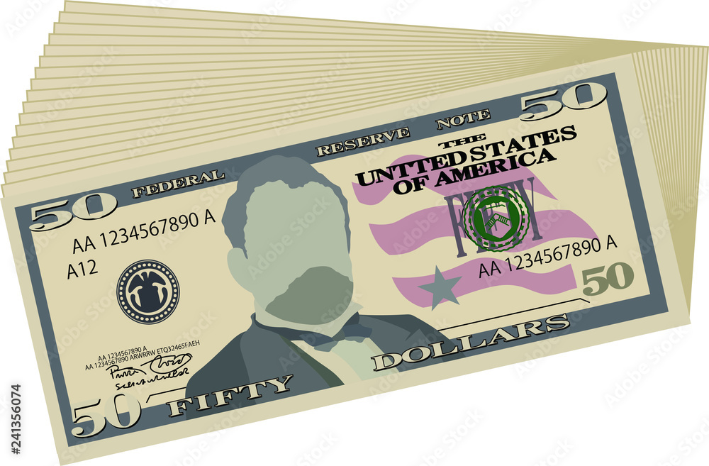 Fototapeta premium Bunch of 50 US dollar banknote