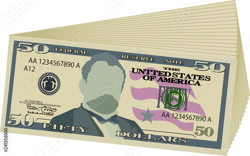 Bunch of 50 US dollar banknote