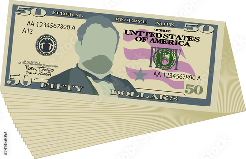 Bunch of 50 US dollar banknote