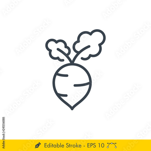 Radish Icon / Vector - In Line / Stroke Design