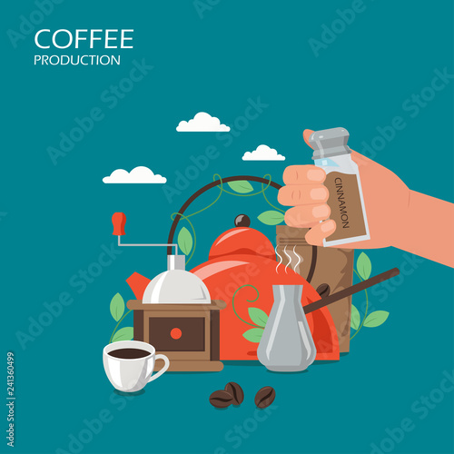 Coffee production vector flat style design illustration
