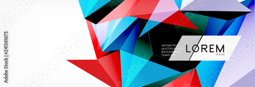 Triangle 3d polygonal art style. Future geometric design. Vector geometry futuristic illustration