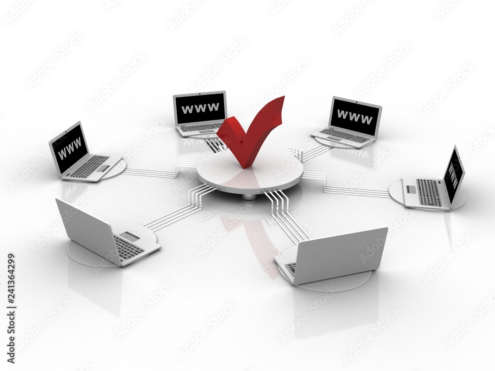 3d rendering Computer network with tick
3d rendering Computer network with tick