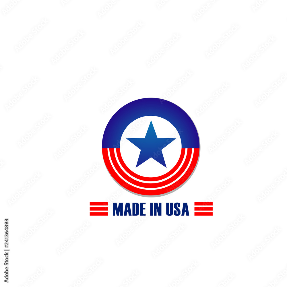 Made in USA vector icon of flag star and stripes Made in USA vector icon of flag star and stripes