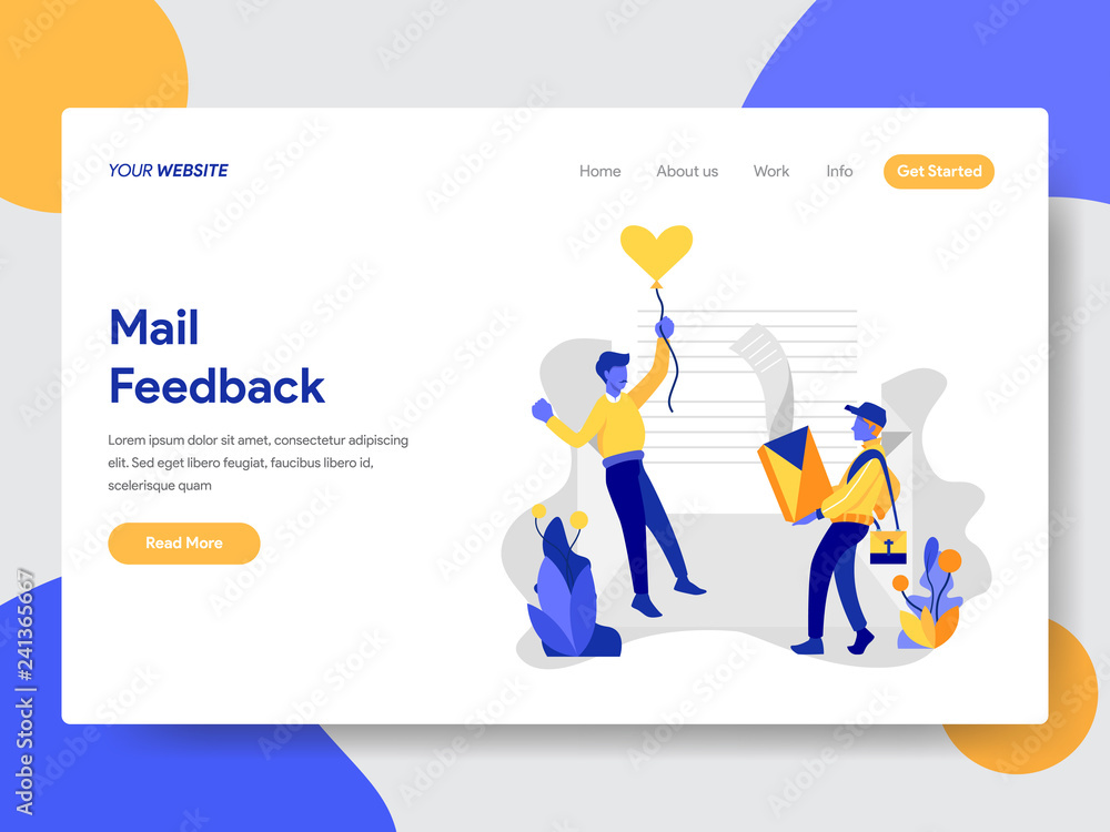 Landing page template of Mail Feedback Concept. Modern flat design concept of web page design for website and mobile website.Vector illustration