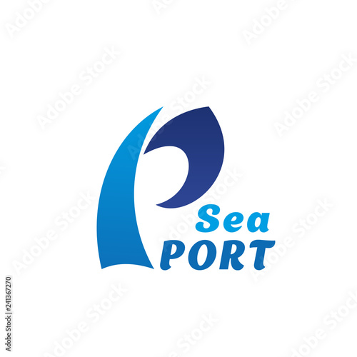 Vector icon for sea port of letter P wave
