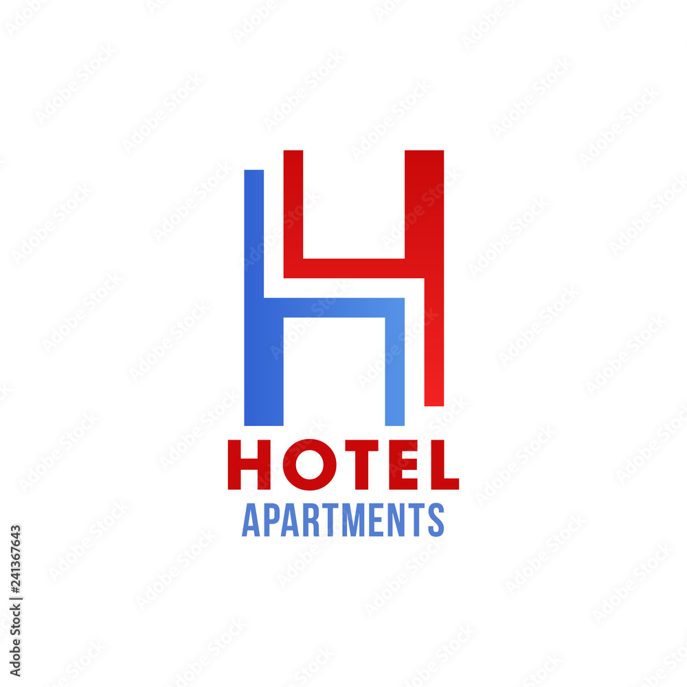 Hotel icon with abstract font of letter H Hotel icon with abstract font of letter H