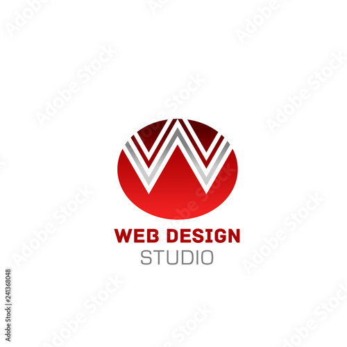 W letter vector icon for web design studio