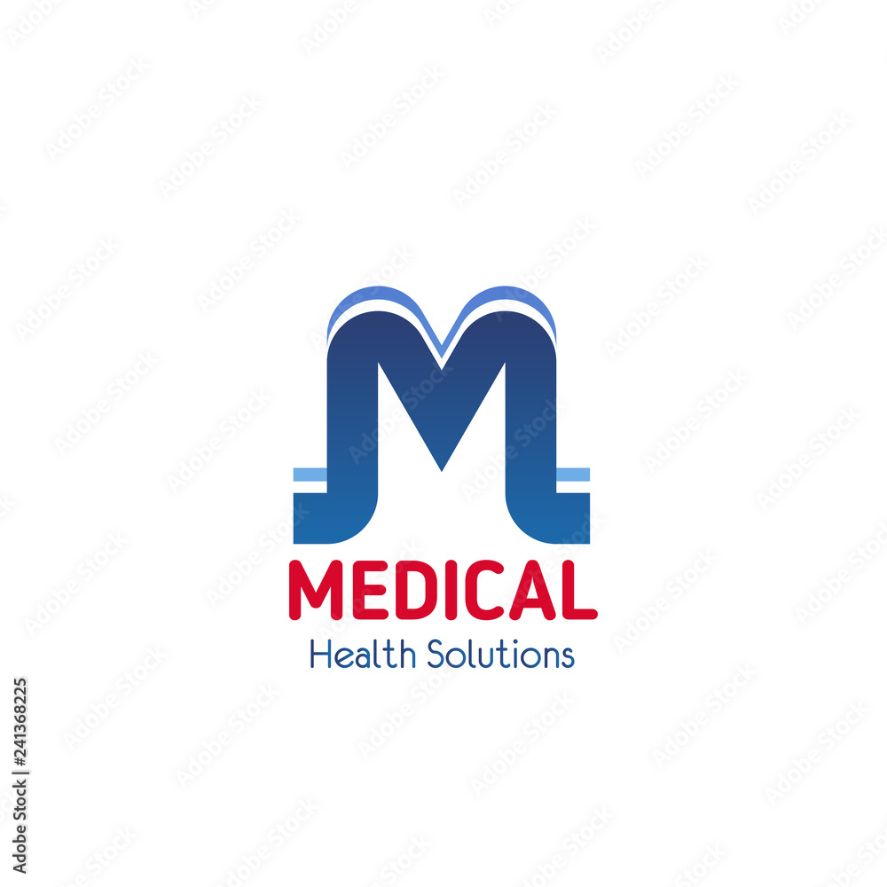 M letter vector icon for medical solutions