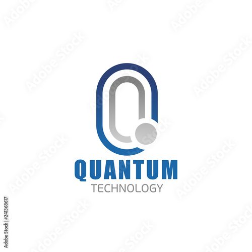 Q letter vector icon for quantum technology