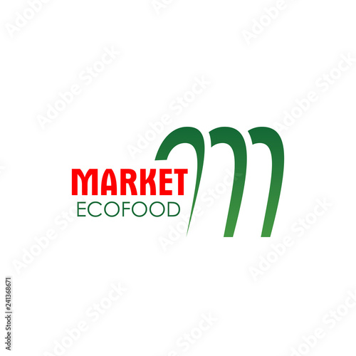 M letter vector icon for eco food market