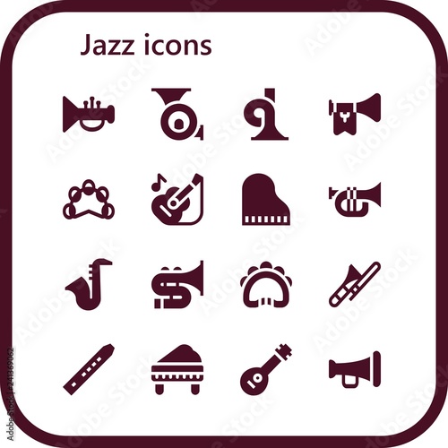 Vector icons pack of 16 filled jazz icons