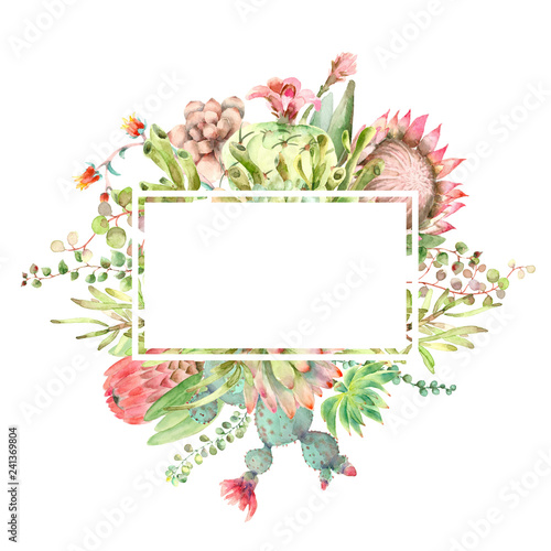 Succulents card watercolor