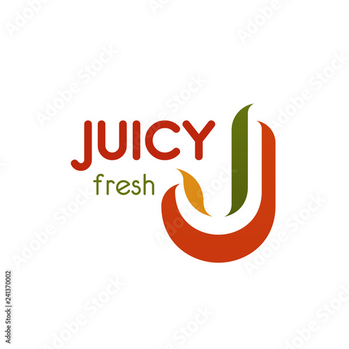 J letter vector icon for natural juicy product