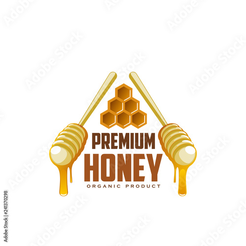 Vector icon of honey dippers and honecomb