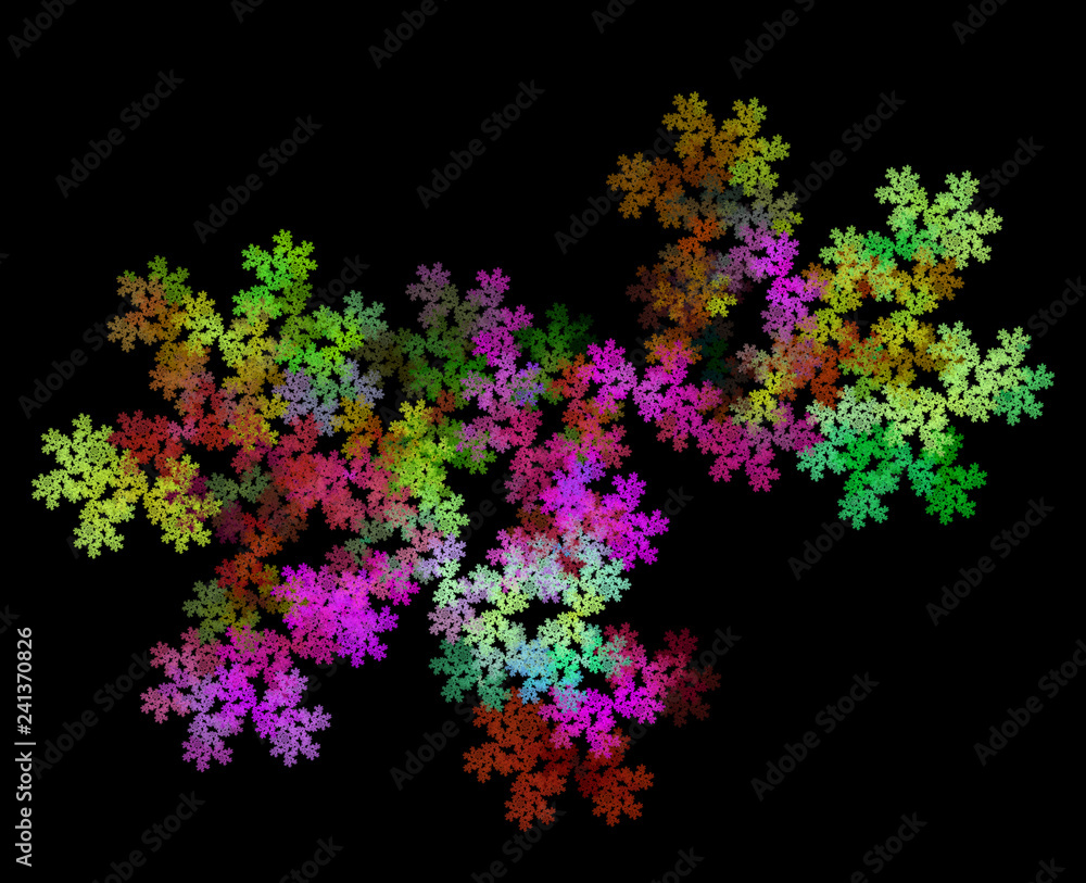 Rainbow floral explosion. Bright multicolored background. Fractal abstraction.