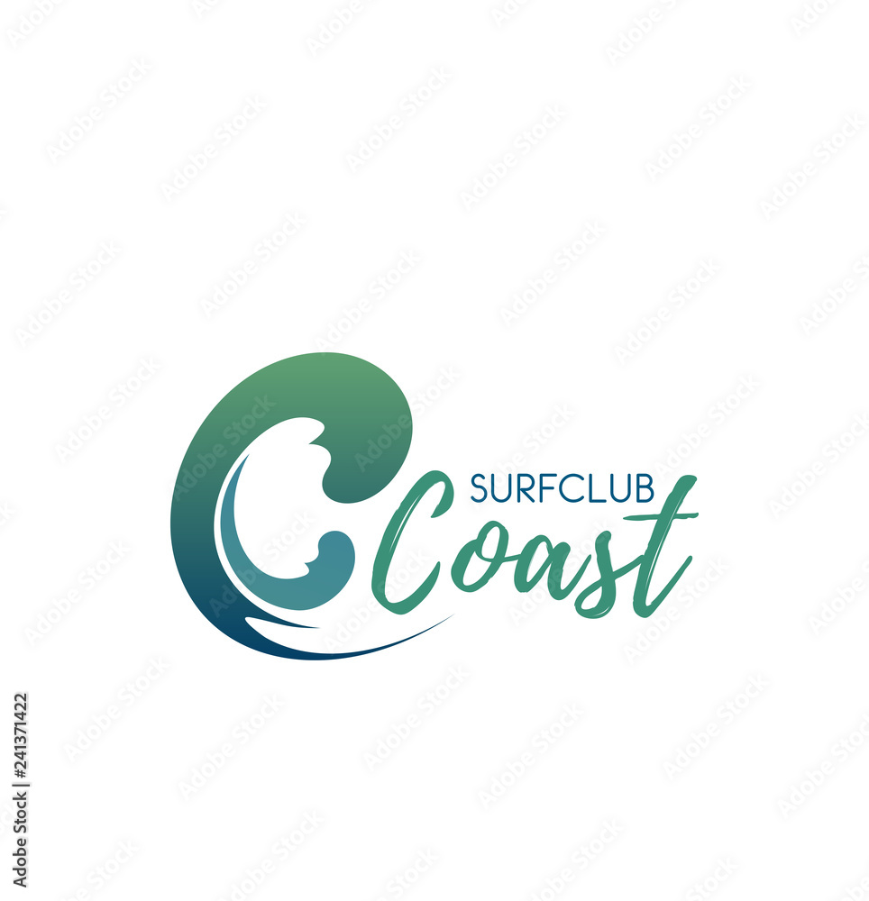 Surfing club vector icon