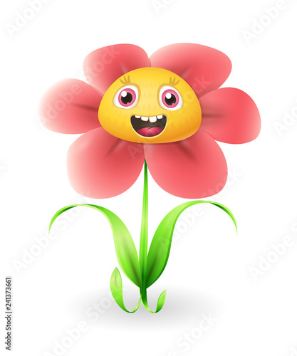 Fototapeta Naklejka Na Ścianę i Meble -  Cute flower character - vector illustration isolated on white background