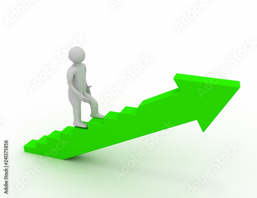 3d man on stairs.success concept