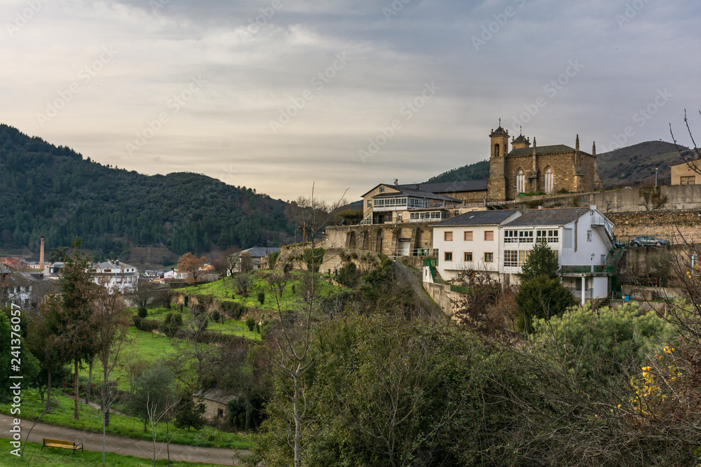 Panoramic and convent of San Francisco de Asís is located in Villafranca del Bierzo (Leon, Spain)