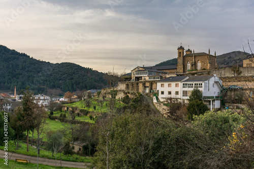 Panoramic and convent of San Francisco de Asís is located in Villafranca del Bierzo (Leon, Spain)