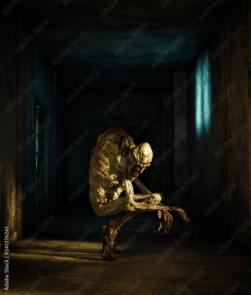 Scary monster in dark room hi-res stock photography and images - Alamy