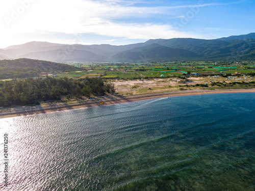 Panorama of the mountains, beach, forest